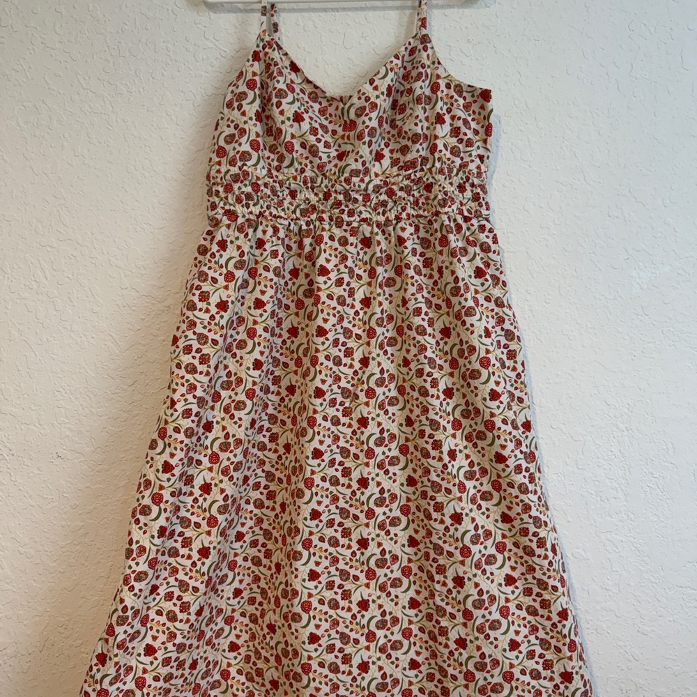 Old Navy Floral Print Midi Dress - Red and White